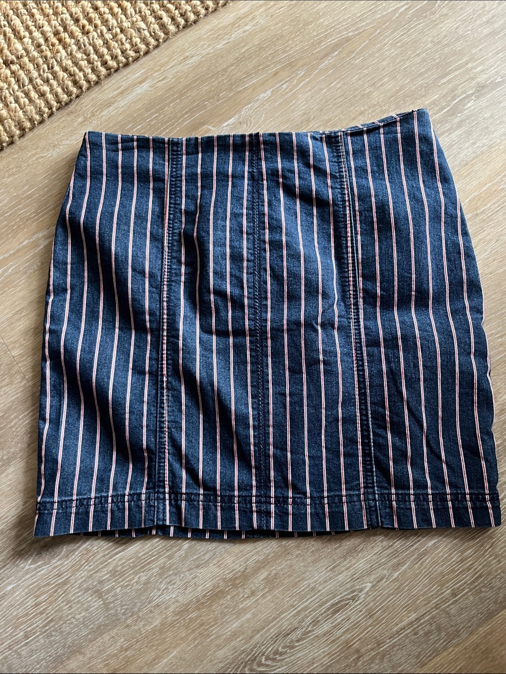 Others Follow Red White and Blue Mini Skirt with Pinstripes